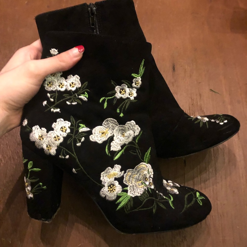 Faux Suede Embroidered Boot